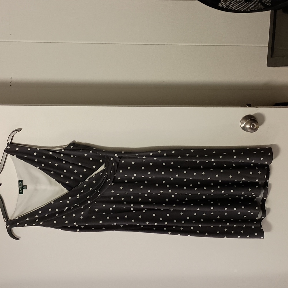 Ralph Lauren Black Polka Dot Midi Dress